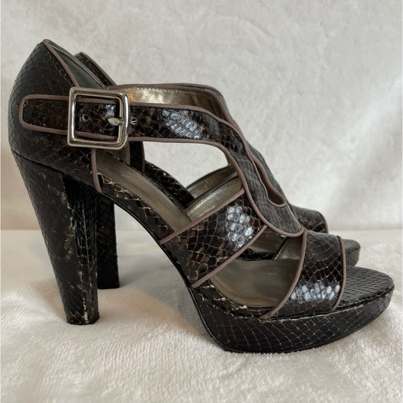 Coach Ivanah snakeskin print open toe heels shoes - Picture 1 of 11